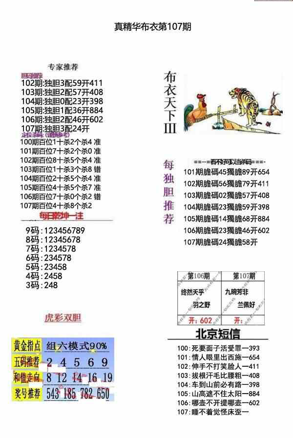 23107期: 福彩3D全套图版参考