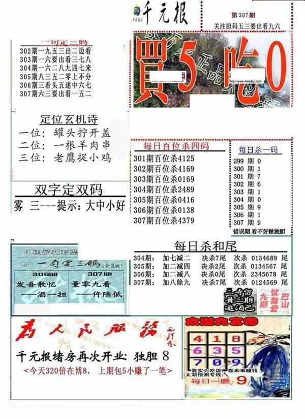 23307期: 福彩3D全套图版参考