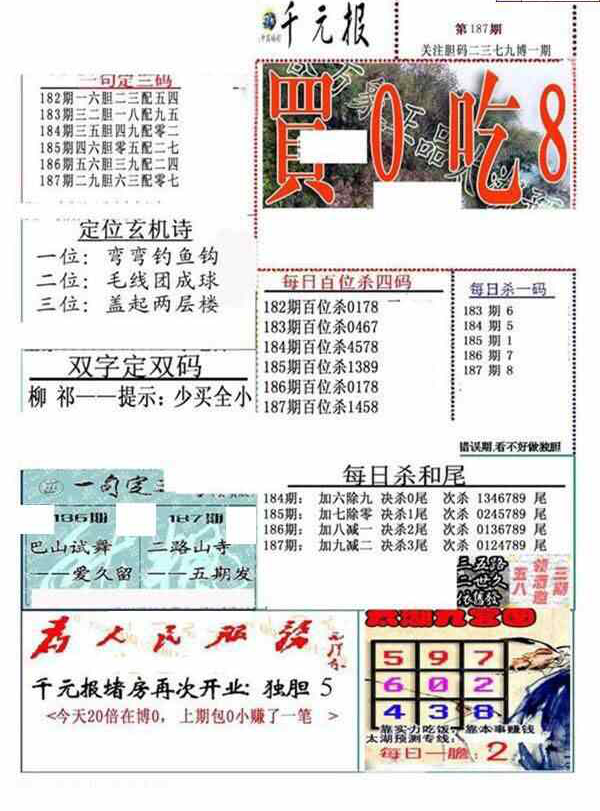 23187期: 福彩3D全套图版参考