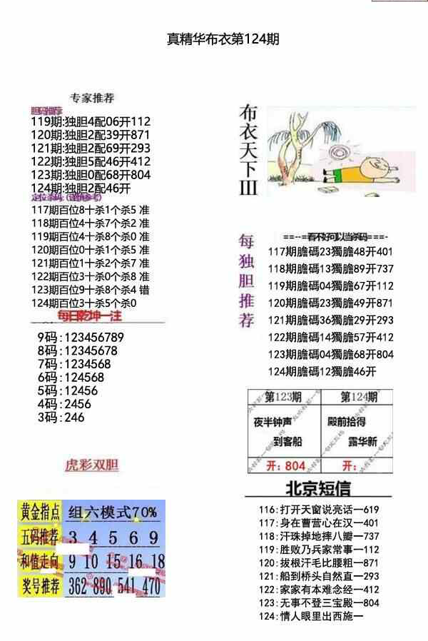 23124期: 福彩3D全套图版参考