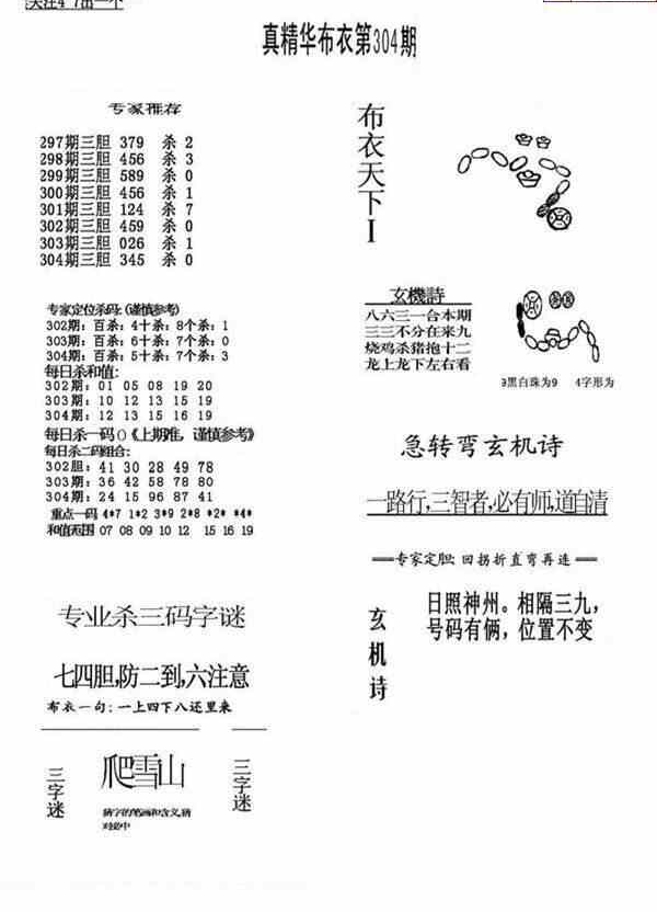 23304期: 福彩3D全套图版参考