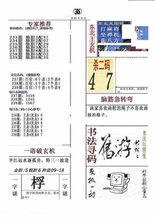 23239期: 福彩3D全套图版参考