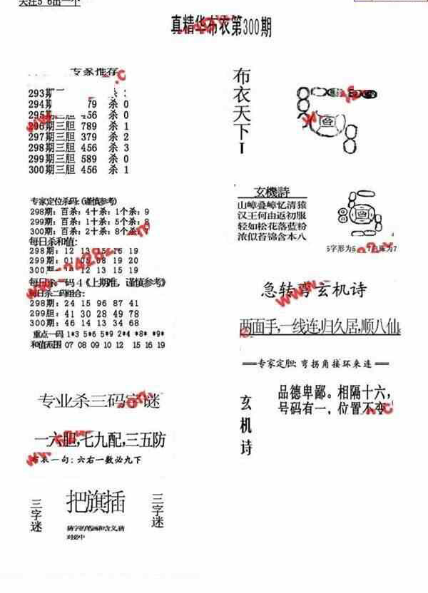 23300期: 福彩3D全套图版参考