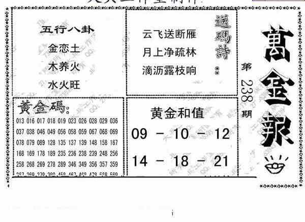 23238期: 大兵福彩3D黄金报图版