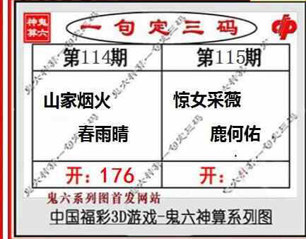 23115期: 福彩3D鬼六神算图