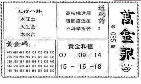 23085期: 大兵福彩3D黄金报图版