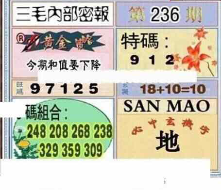 23236期: 三毛3D精品图谜