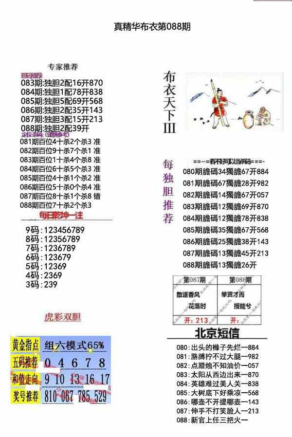 23088期: 福彩3D全套图版参考