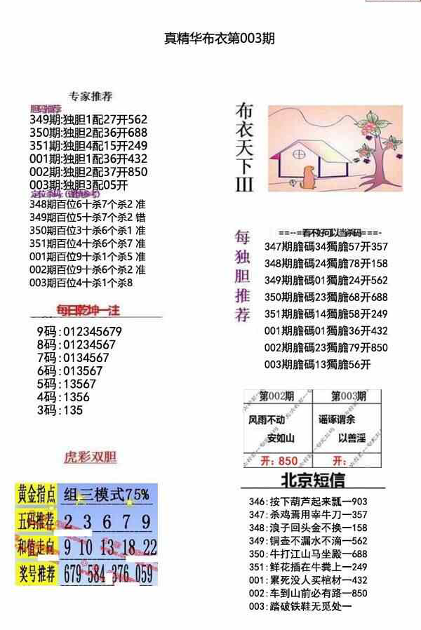 23003期: 福彩3D全套图版参考