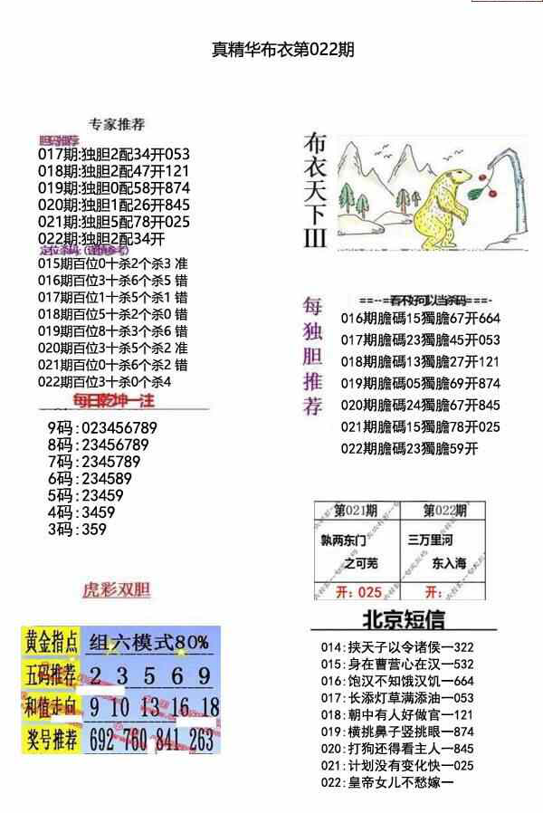 23022期: 福彩3D全套图版参考