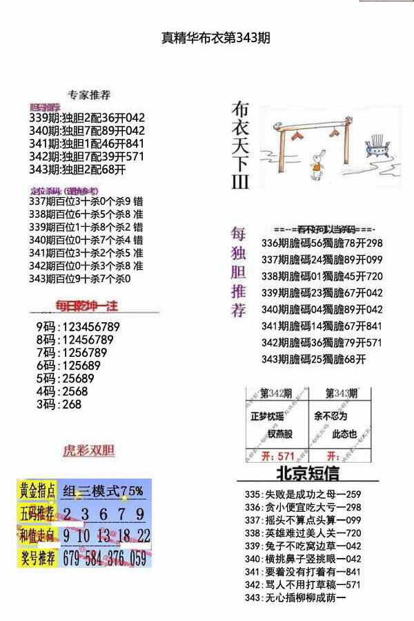 22343期: 福彩3D全套图版参考