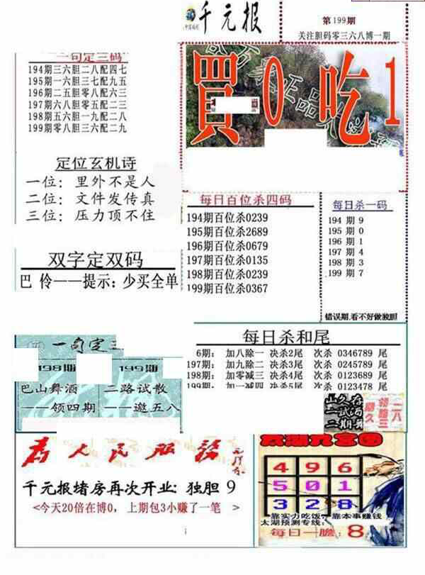 23199期: 福彩3D全套图版参考