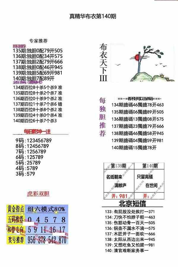 23140期: 福彩3D全套图版参考