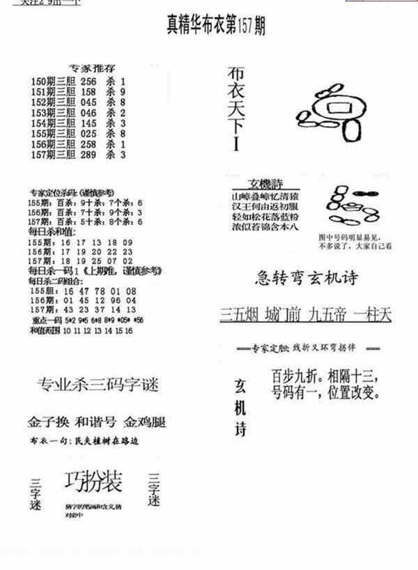 23157期: 福彩3D全套图版参考