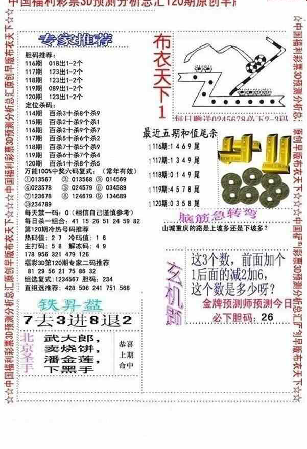 23120期: 福彩3D全套图版参考