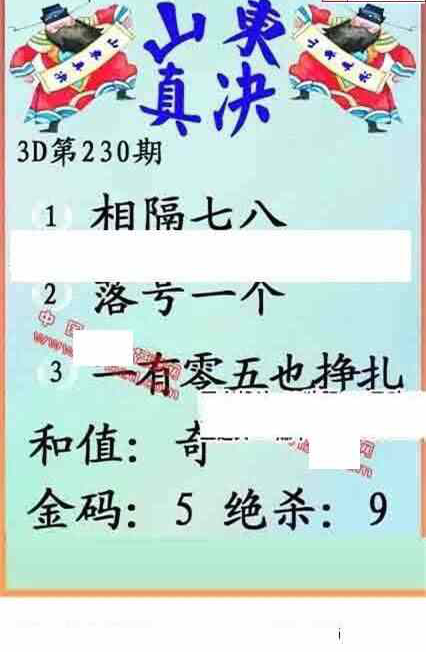 23230期: 福彩3D丹东全图分析