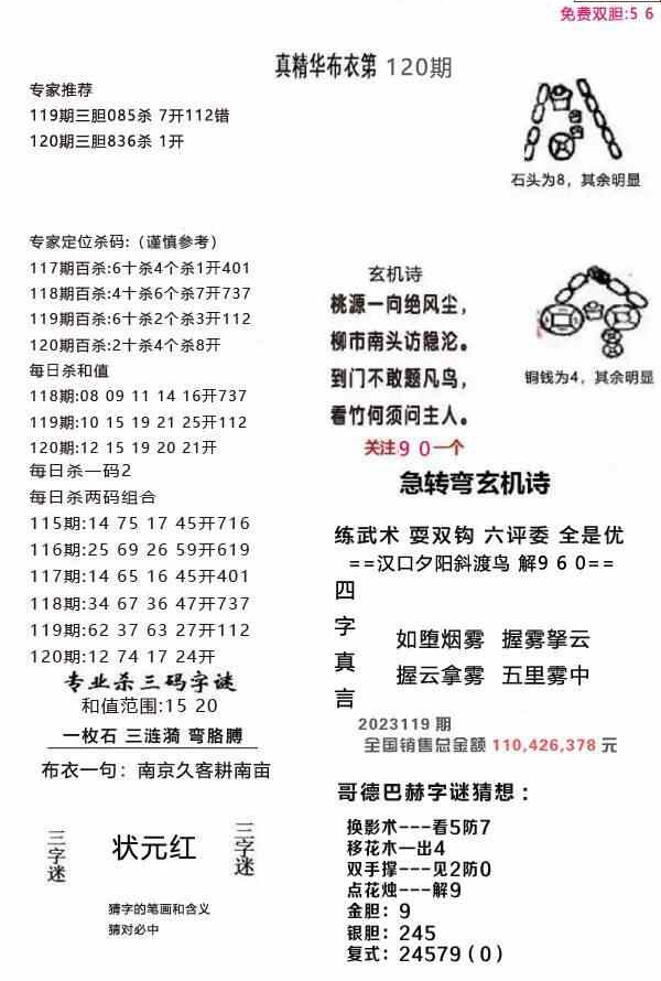 23120期: 福彩3D全套图版参考