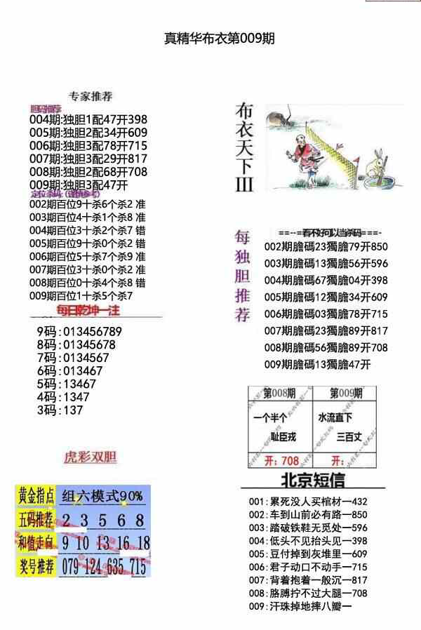 23009期: 福彩3D全套图版参考