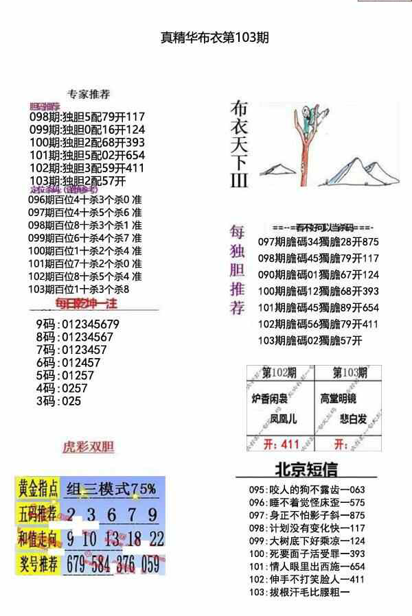 23103期: 福彩3D全套图版参考