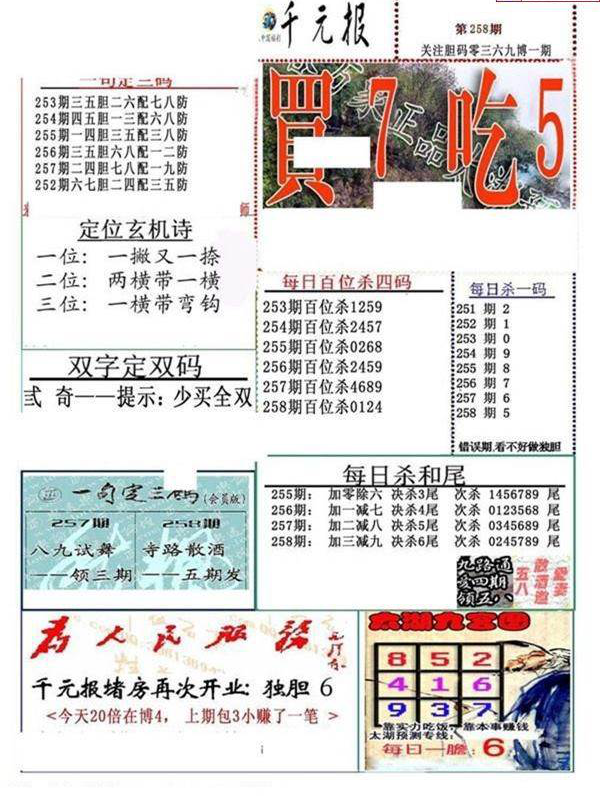 23258期: 福彩3D全套图版参考