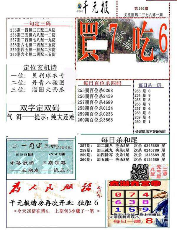 23260期: 福彩3D全套图版参考