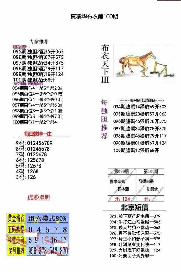 23100期: 福彩3D全套图版参考