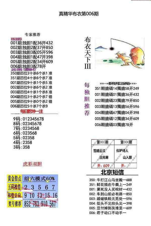 23006期: 福彩3D全套图版参考