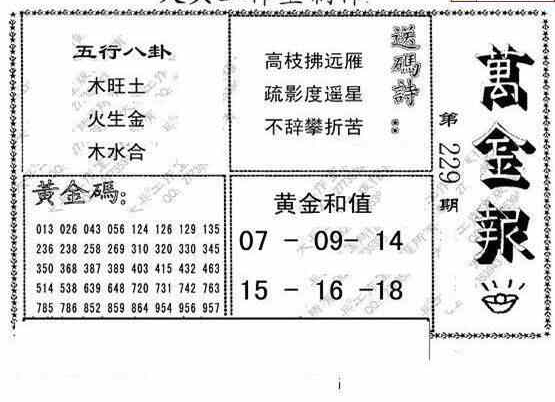 23229期: 大兵福彩3D黄金报图版