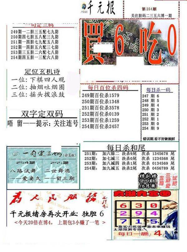 23254期: 福彩3D全套图版参考