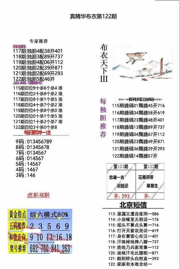 23122期: 福彩3D全套图版参考