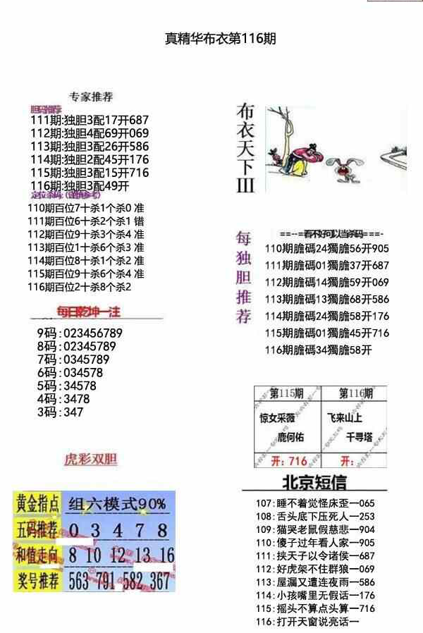 23116期: 福彩3D全套图版参考