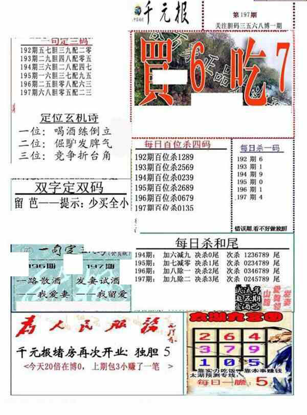 23197期: 福彩3D全套图版参考