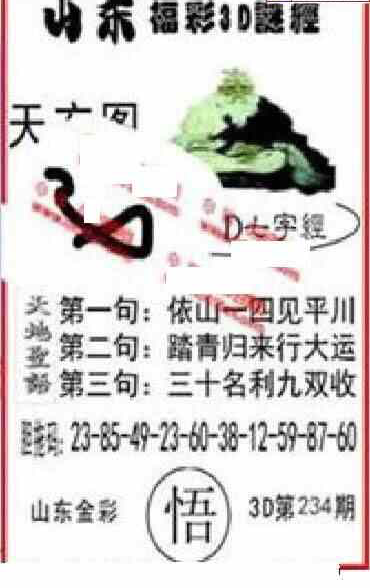 23234期: 福彩3D丹东全图分析