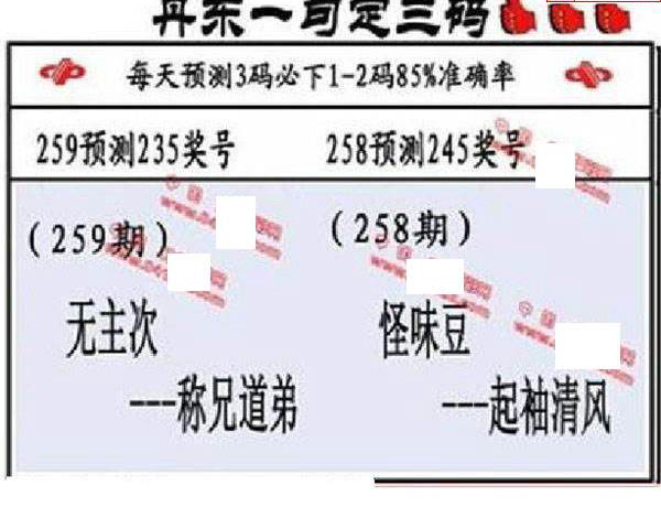 23259期: 福彩3D丹东全图分析