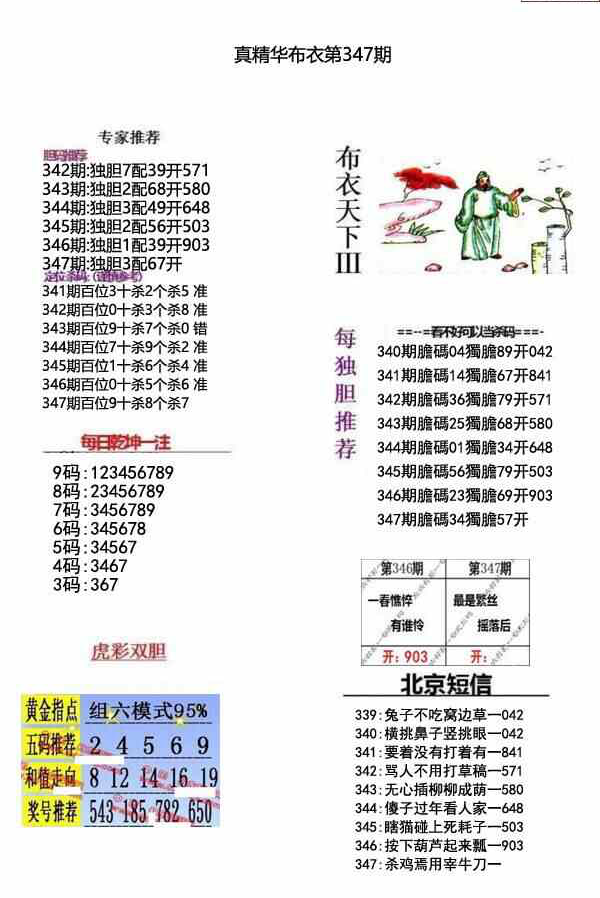 22347期: 福彩3D全套图版参考