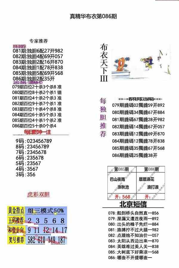 23086期: 福彩3D全套图版参考