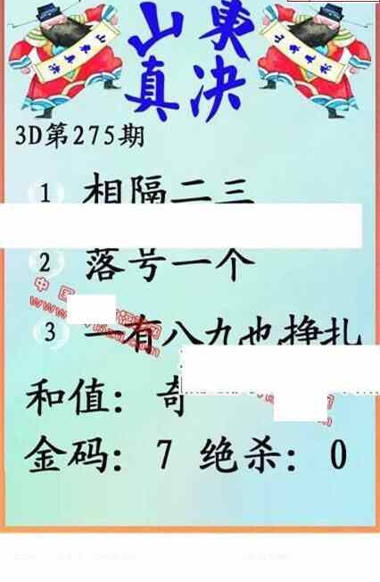 23275期: 福彩3D丹东全图分析