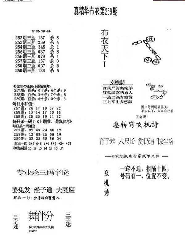 23259期: 福彩3D全套图版参考