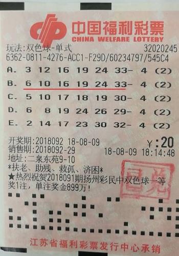 无锡彩民巧用“顺眼号”中双色球大奖53万 中奖彩票曝光