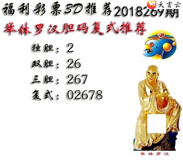 十八罗汉2018269期福彩3d图谜1