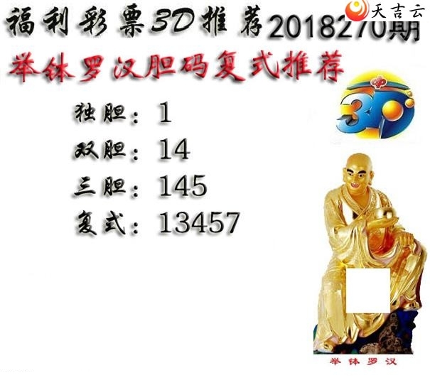 十八罗汉2018270期福彩3d图谜1